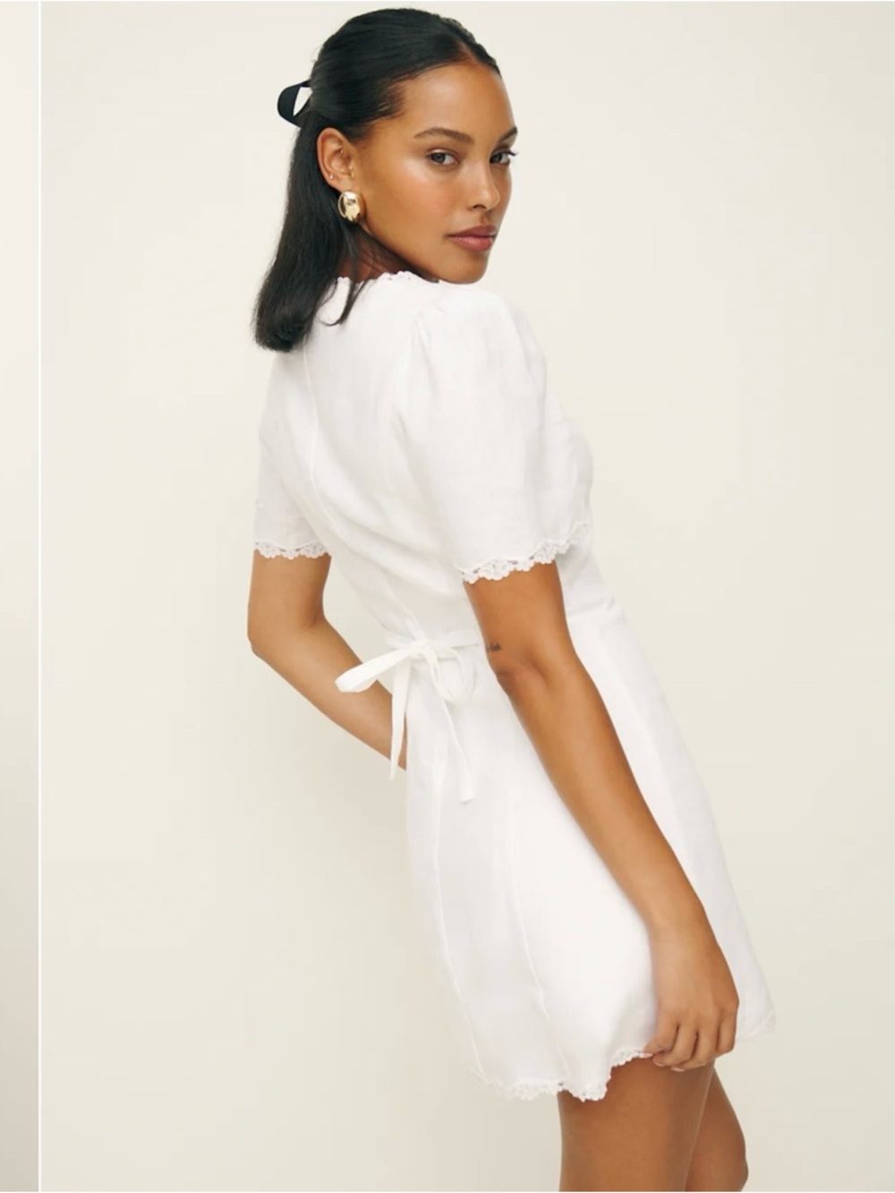Reformation Anabella Linen Dress Size 6 in White - Picture 3 of 4
